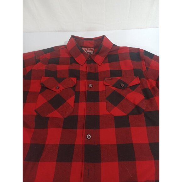 Dixxon Shirt Mens 2x Red Black Buffalo Plaid Button Up Redrum Flannel Lumber - Picture 10 of 11